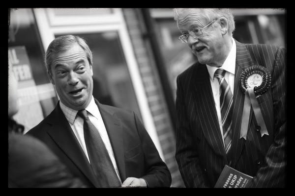 Nigel Farage and Roger Helmer campaign in Bingham, editorial photography by Doug Marke — image 3 of 7.